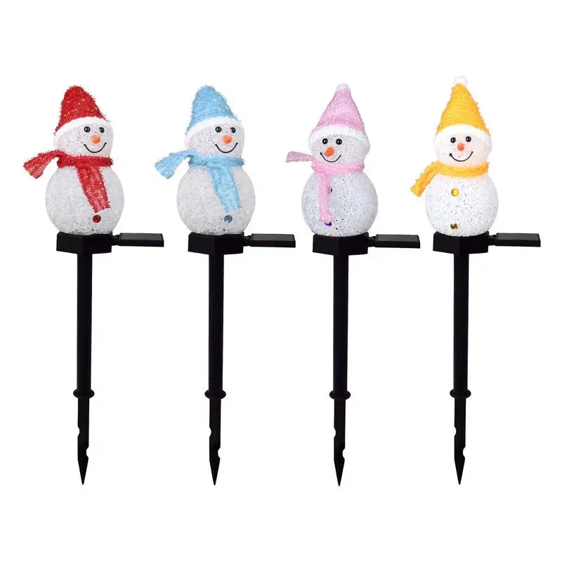 

Snowman Yard Stakes Christmas Solar Garden Stake Decor 4pcs Driveway Marker Stakes Festive Decor Solar Garden Stake Decoration