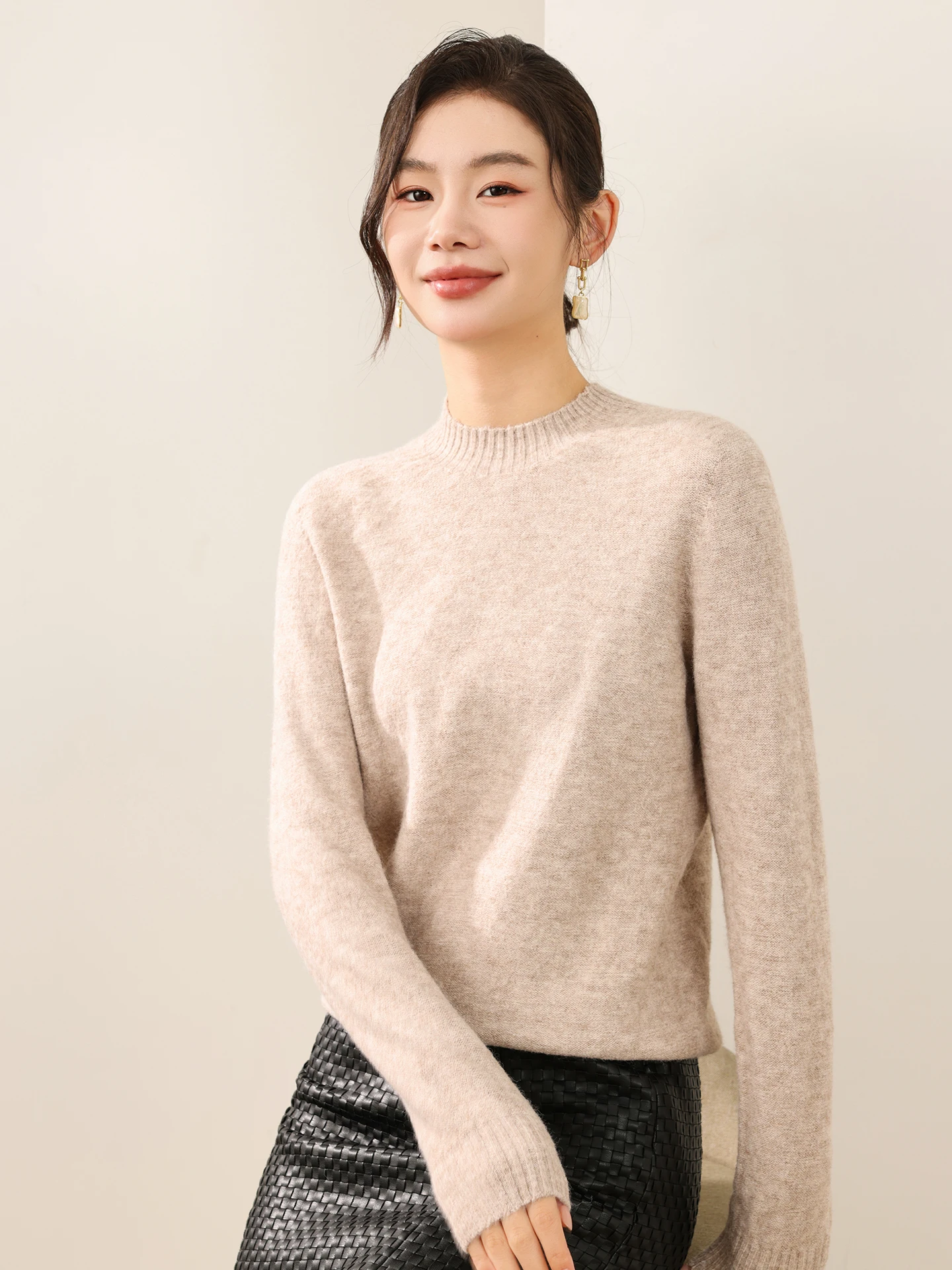 

Classic Woman 100% Merino Wool Sweater Basic Autumn Winter Female Knitwear Mock Collar Pullover Ladies Long Sleeve Clothing Tops