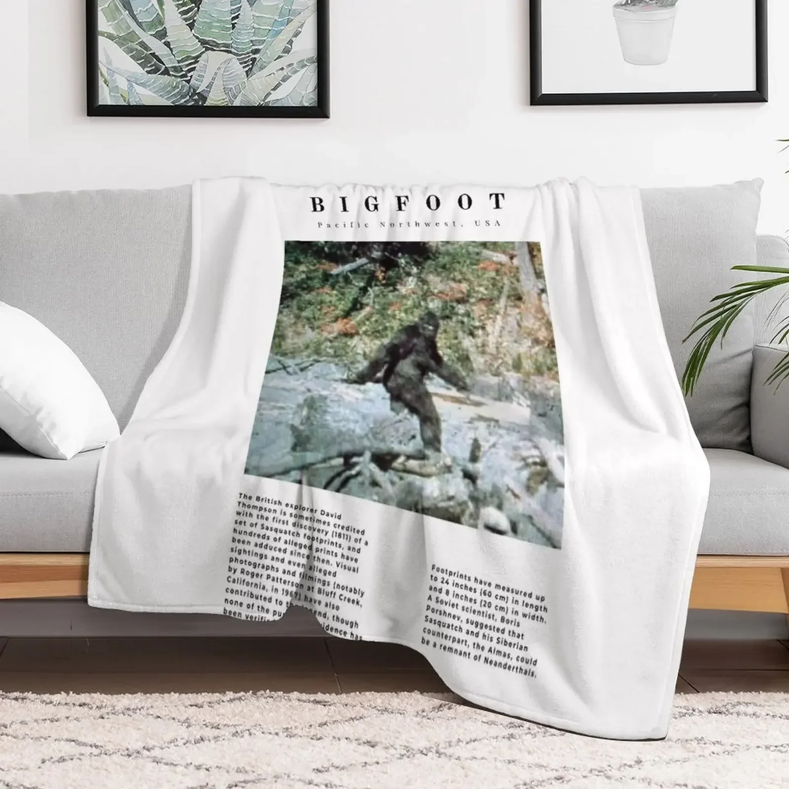 

Minimalist Cryptids: Bigfoot Throw Blanket Extra Large Throw Custom Blankets Vintage Retros Picnic Blankets