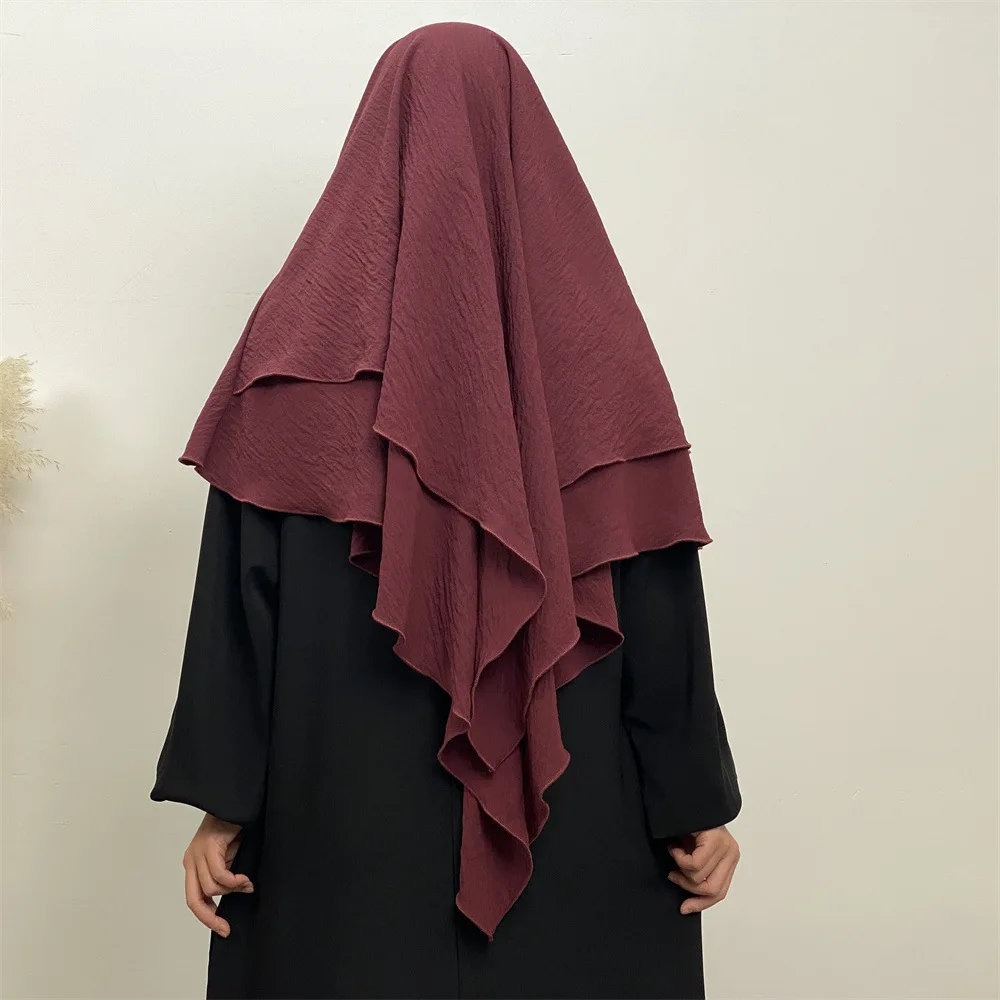 

Muslim Crepe Long Hijab Khimar Caftan Turban for Women Ramadan Prayer Garment Abaya Hijabs Scarf Wrap Islamic Dubai Saudi Niqab