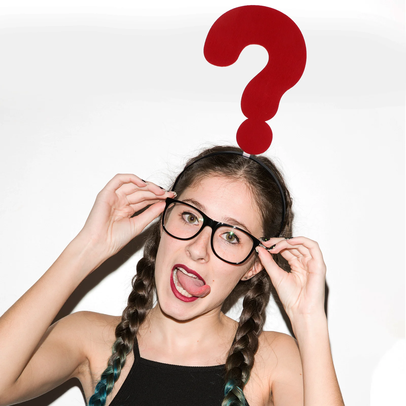 

2Pcs Question Mark Headband Funny Party Hair Hoop Prop Decorative Cosplay Headdress Stage Photoshoot Stylish Plastic Comfortable
