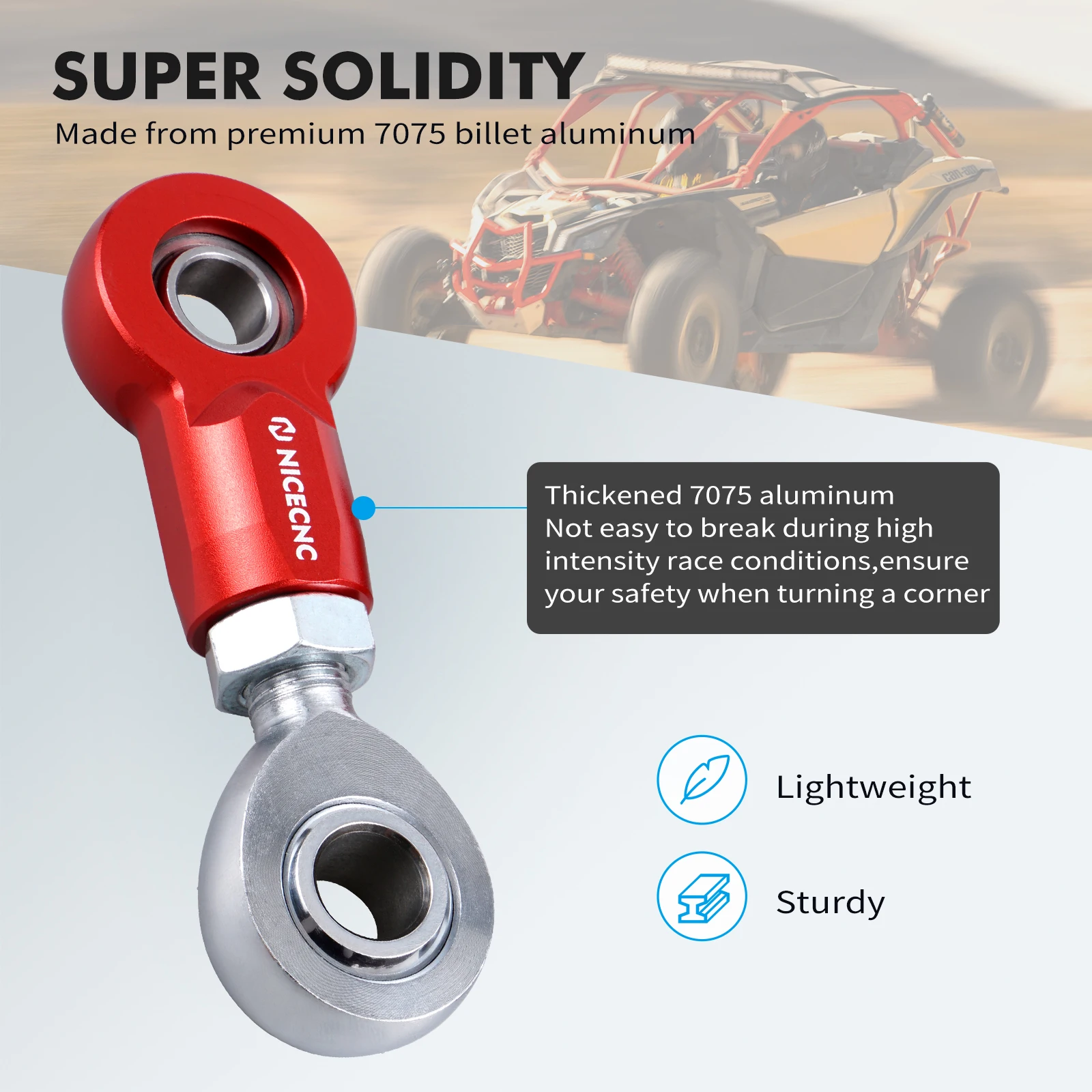 NICECNC für Can-Am Maverick X3 R Max Turbo 4x4 DPS 2017-2023 Vorder- und Hinterachs-Stabilisator-Verbindungsstücke Kit Aluminium UTV Zubehör – Detail 4