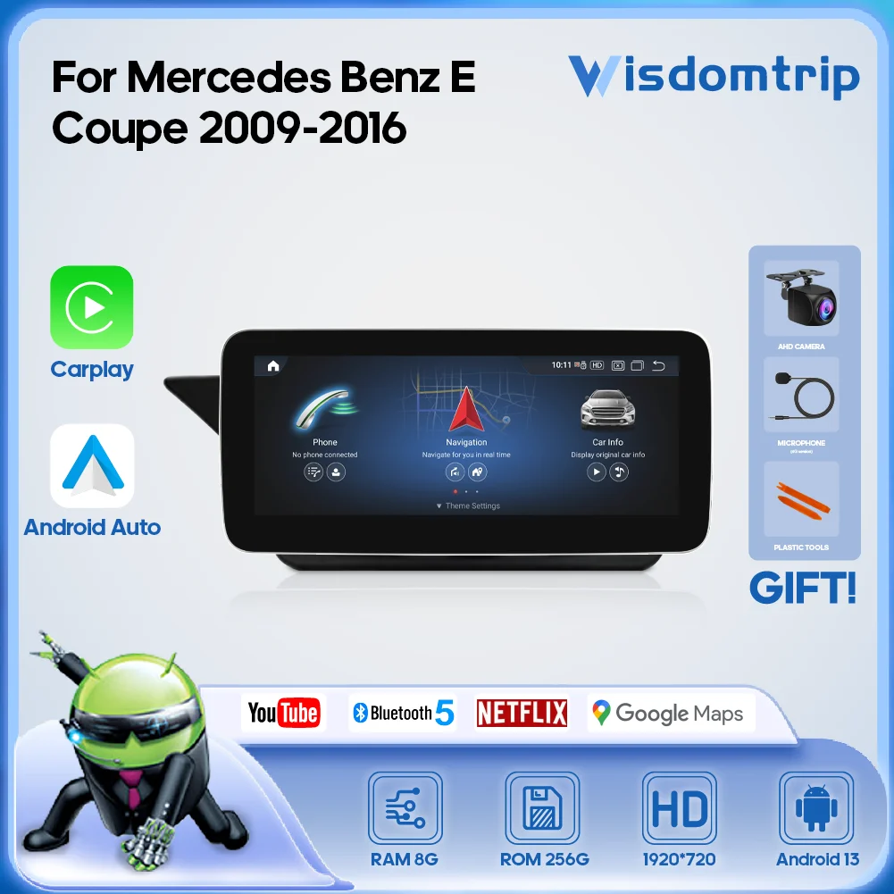 For Mercedes Benz E Coupe 2009-2016 Smart Multimedia Video Player Radio GPS 4G Navigation Carplay+Android AUTO Android13