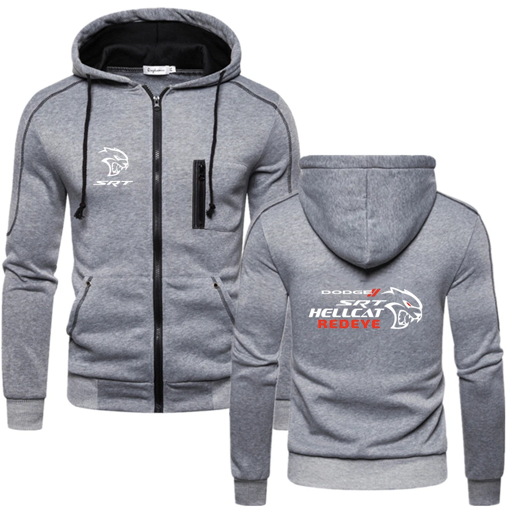 SRT Hellcat 2023 Men's Solid Color Zipper Hoodie outdoors movement printing Jackets Casual comfort Long Sleeve Sweatshirt Top