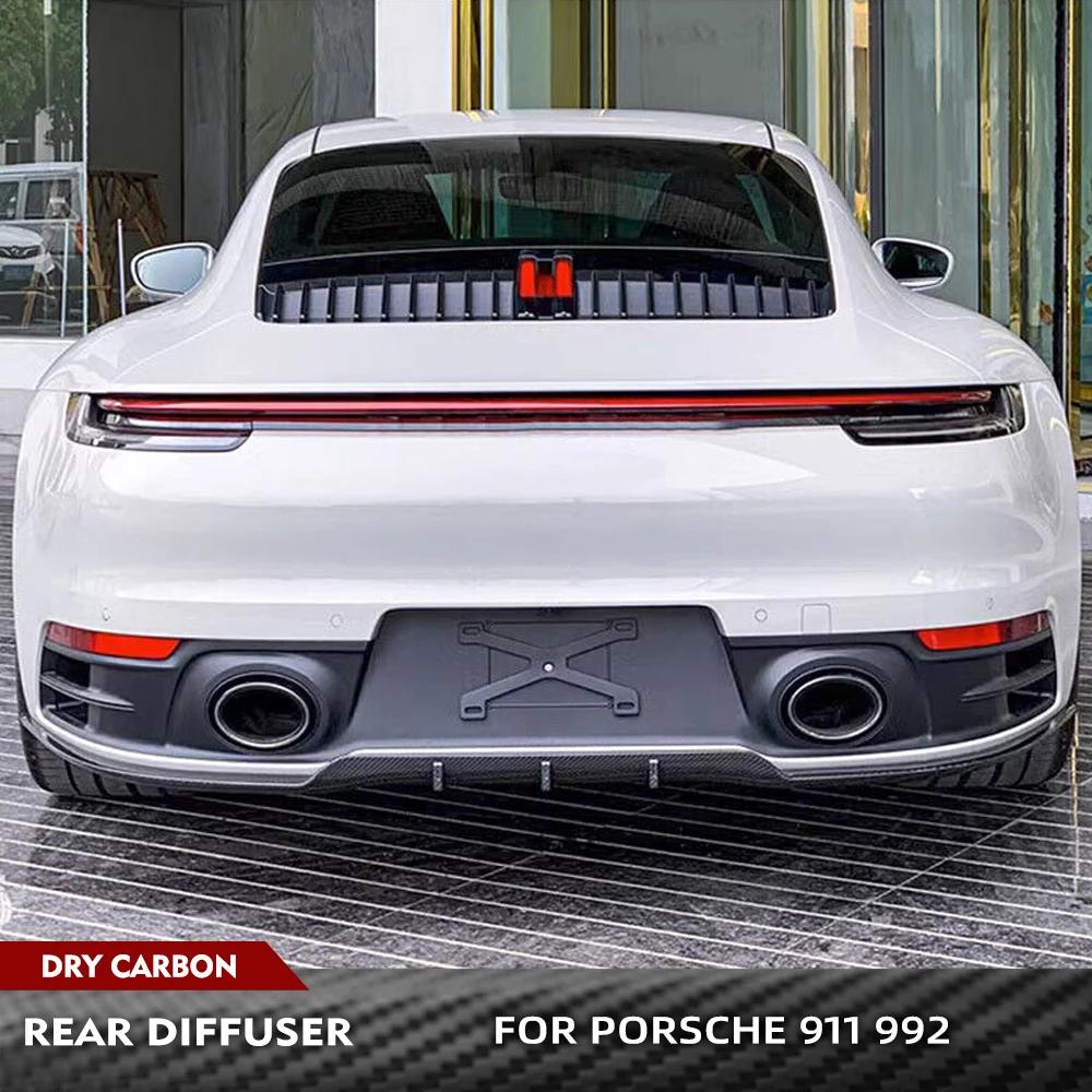 

Для Porsche 911 992 2019-2021 Предварительно сухой автомобильный задний бампер из углеродного волокна Bdy Kit Racing Задний бампер Диффузор Спойлер Сплиттеры