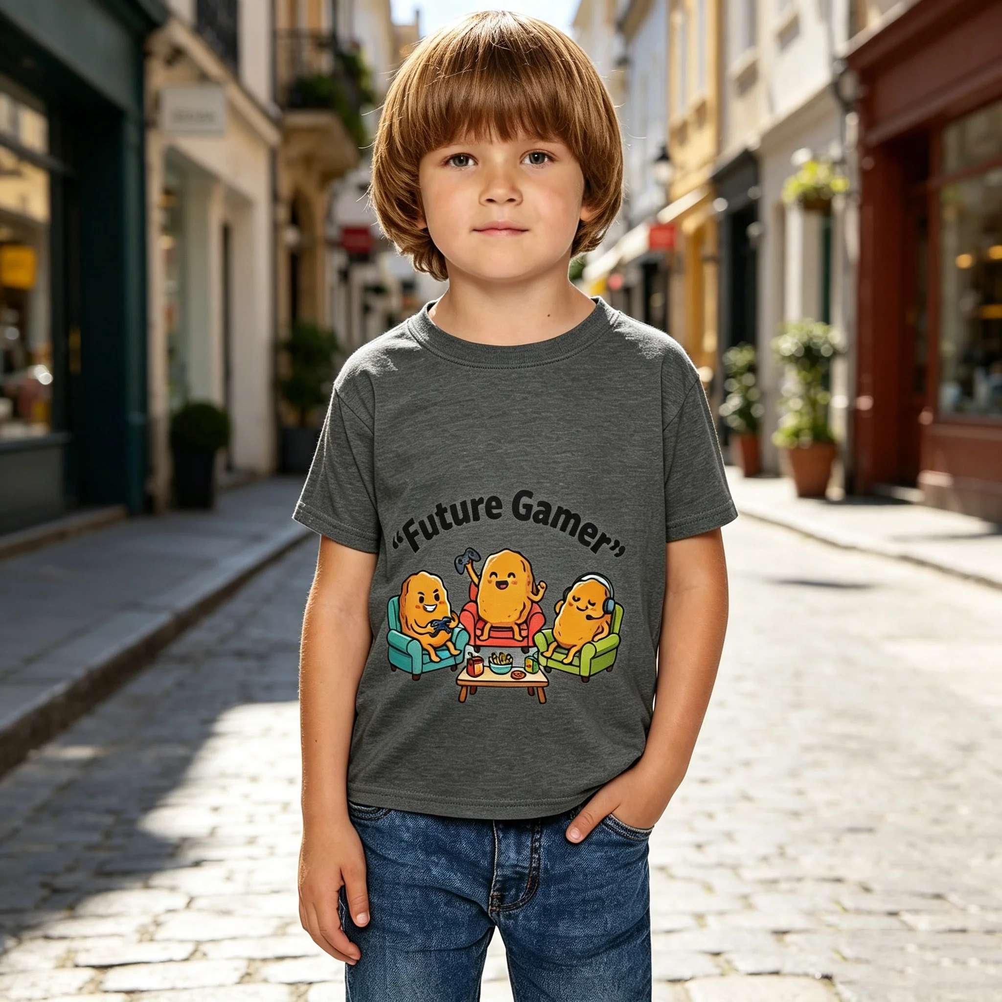 Gamer Potato Kids T-Shirt Casual Loose Fit Soft Breathable for Daily Wear Beach Vacation Party Outfit Machine Washable