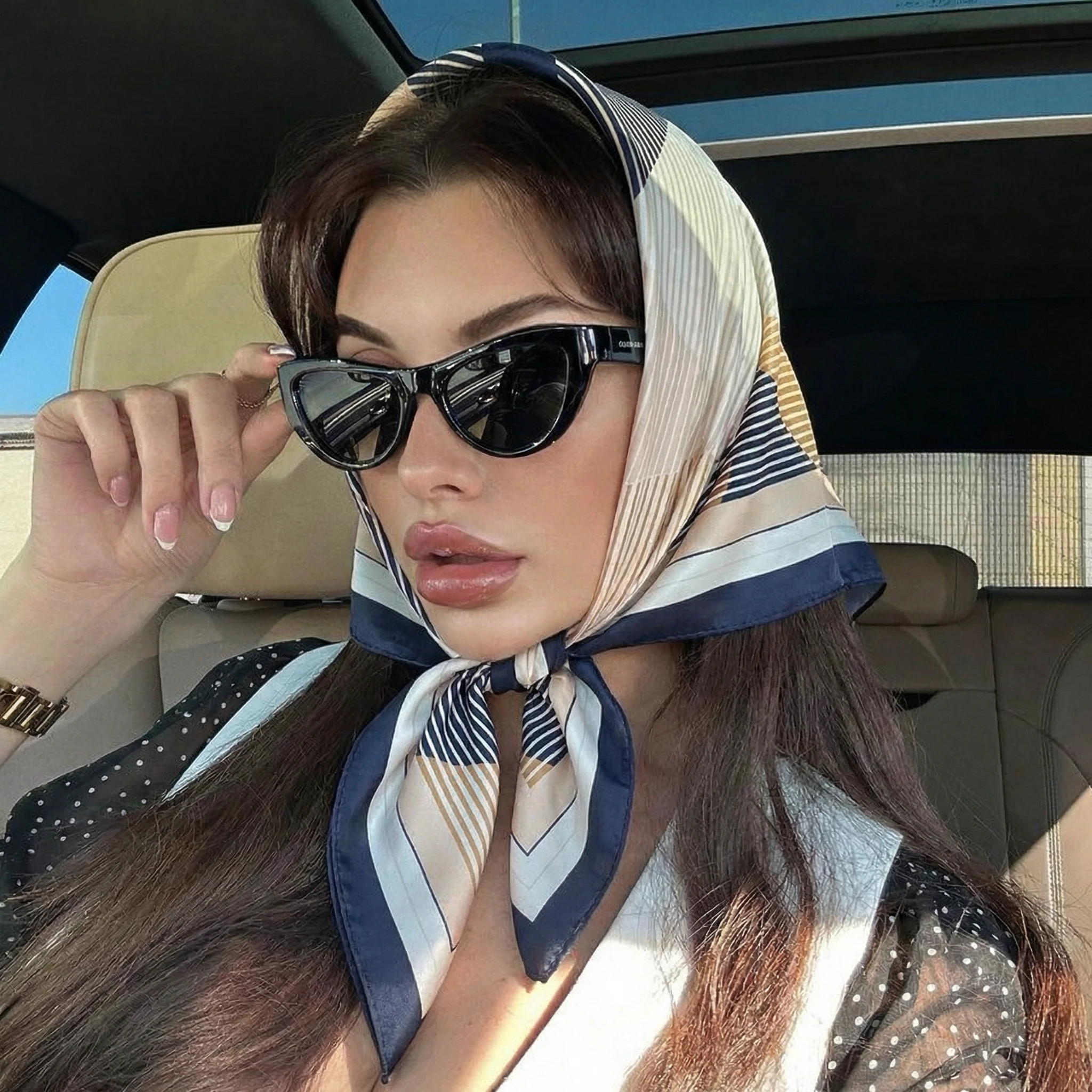 

Square Silk Scarf Women Luxury Brand Satin Print Hijab Scarves Muslim Pareo Bandana Female Shawl Wrap Headband Foulard 70*70cm