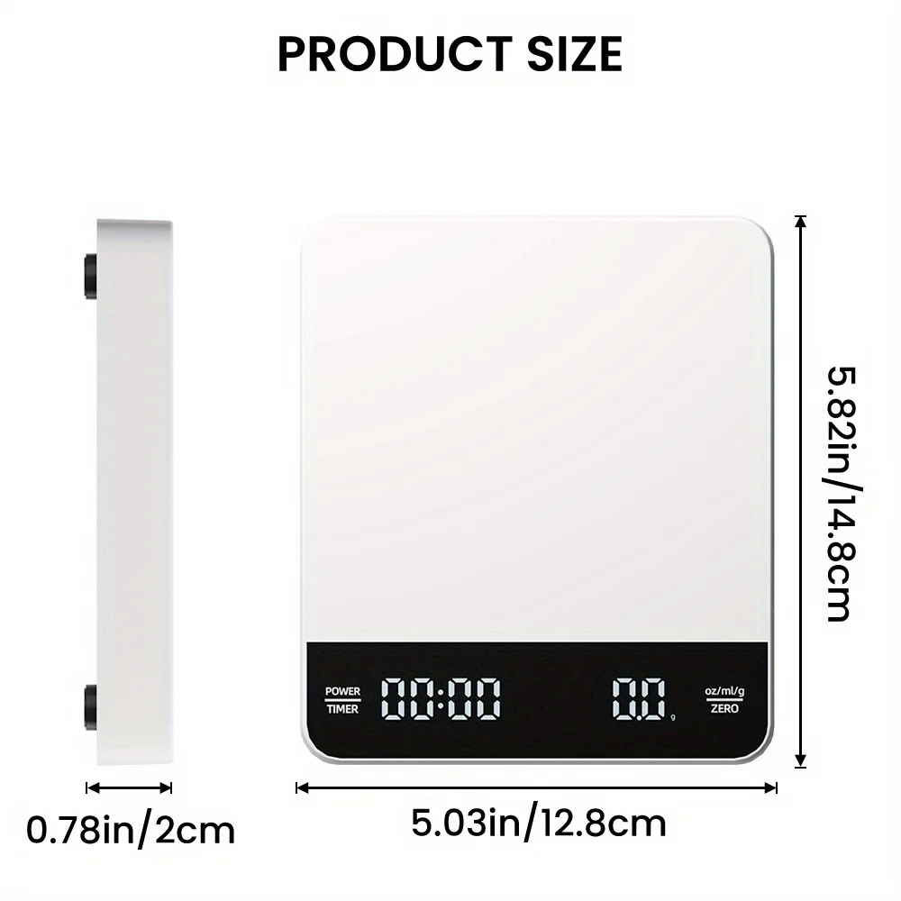Fodwet Coffee Scale with Timer Function, 0.1g Accuracy, with Heat-Insulating Mat, Suitable for Coffee Brewing/Hand Brewing/Espresso