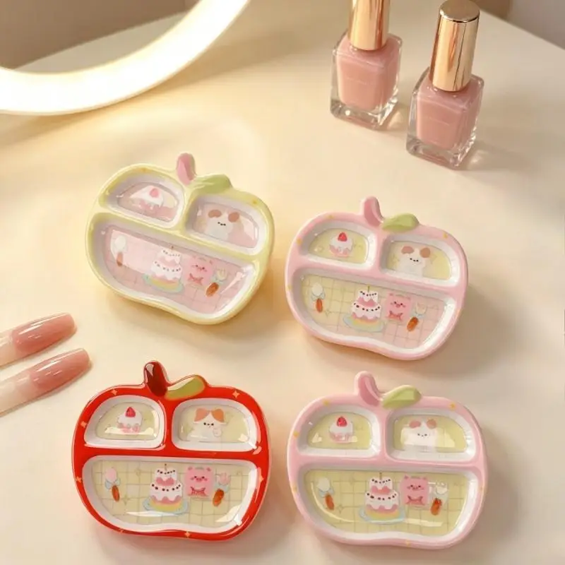 [Cartoon Animal Divided Plate Desk Ornament Simulation Food Tray Decorative Figurine Cute Kawaii Home Decor Gift Nail Art]