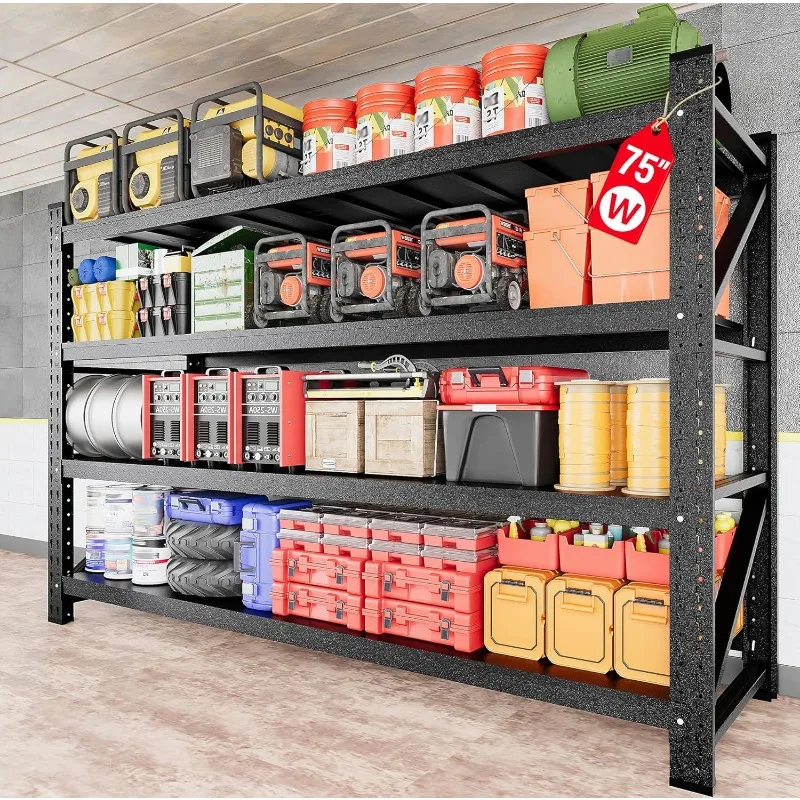 

9000LBS Heavy Duty Garage Shelving Units,75" Wide & Deep Storage Shelves,Metal Garage Shelves,Large Storage Rack