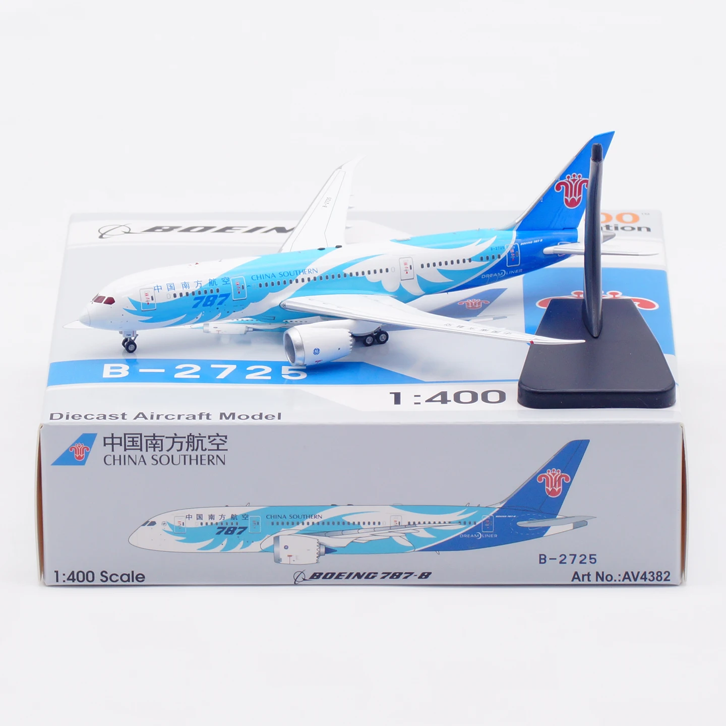 

AV4382 Alloy Collectible Plane Aviation 1:400 China Southern Airlines "Dreamliner" Boeing B787-8 Diecast Aircraft Model B-2725