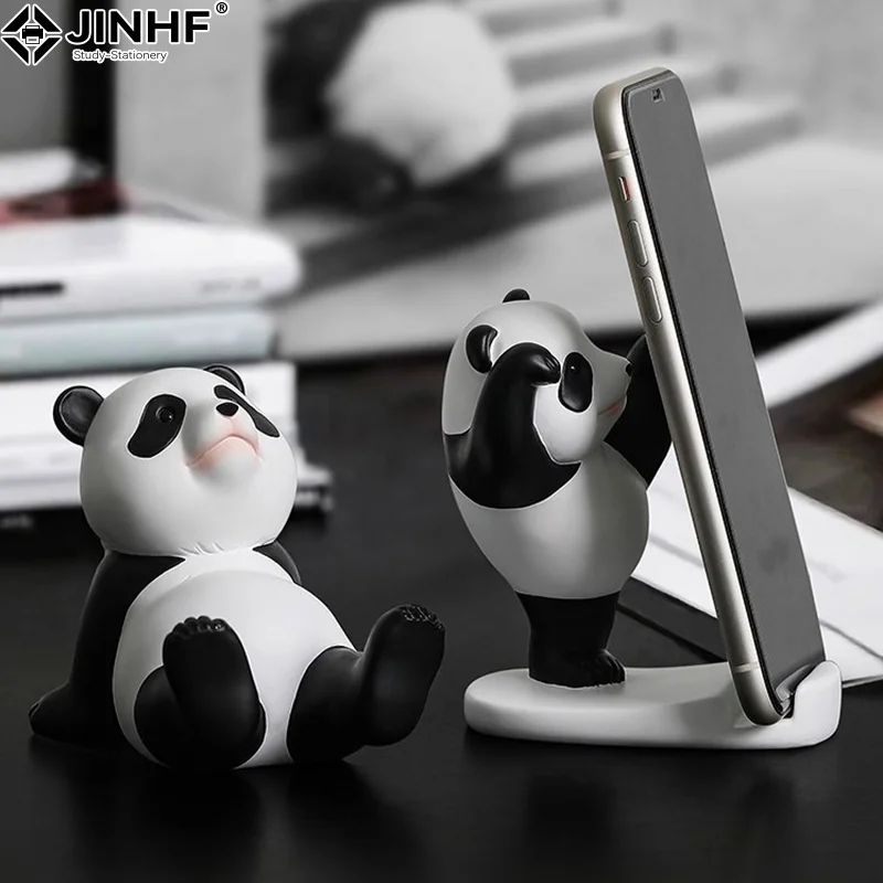 Universal Cell Mobile Phone Stand Holder Modern Resin Sculpture Statue Home Office Desk Decoration Panda Figurines For Interior