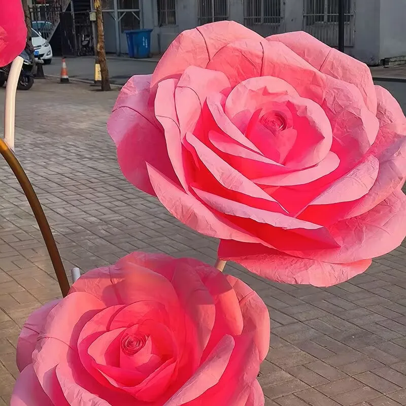 80cm large artificial flower hand-kneaded paper rose head finished product home photography outdoor background prop decoration