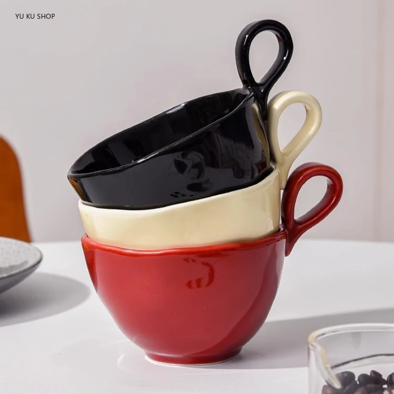 

Nordic Minimalist Handle Coffee Cup Ceramic Wide-mouthed Mug Exquisite Afternoon Teacup Breakfast Milk Mug Girl Gift Water Cups