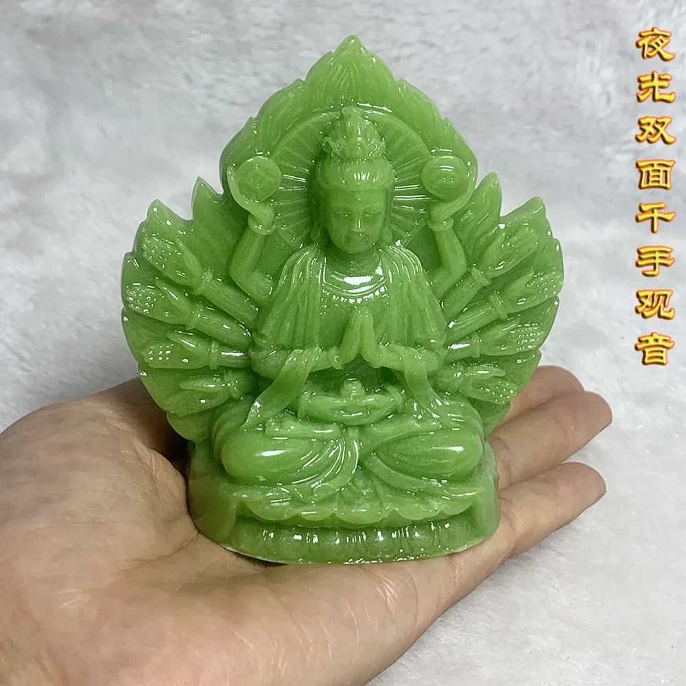 Manufacturer wholesale imitation Shoushan stone thousand hands Guanyin ornament antique horse character Guanyin ornament handicr