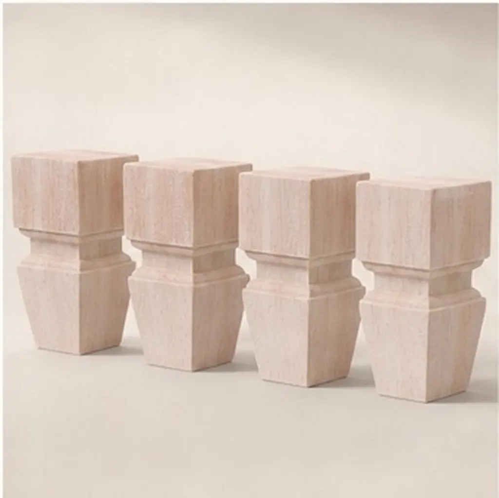 4Pcs Natural Wood Furniture Cabinet Legs Unfinished for DIY Painting Staining Modern Rustic Traditional Decor Stable Easy