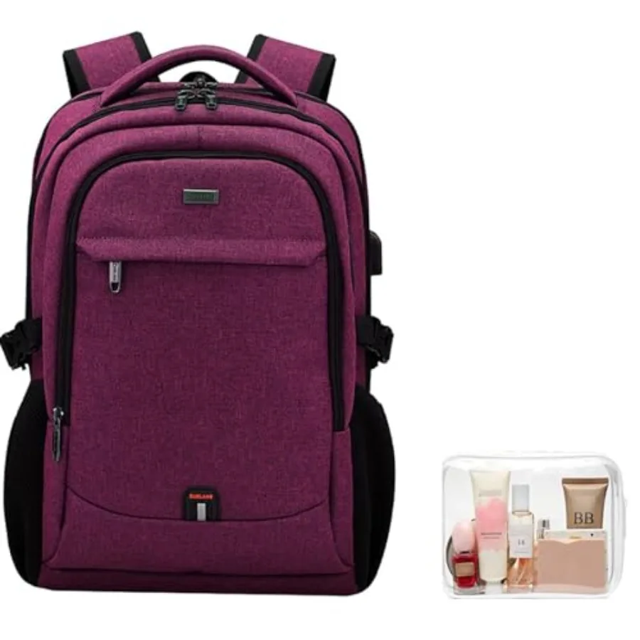 

Laptop for Travel Water Resistant College for Women Laptop Bag USB Charging Port and Toiletry Bag Work, Rose