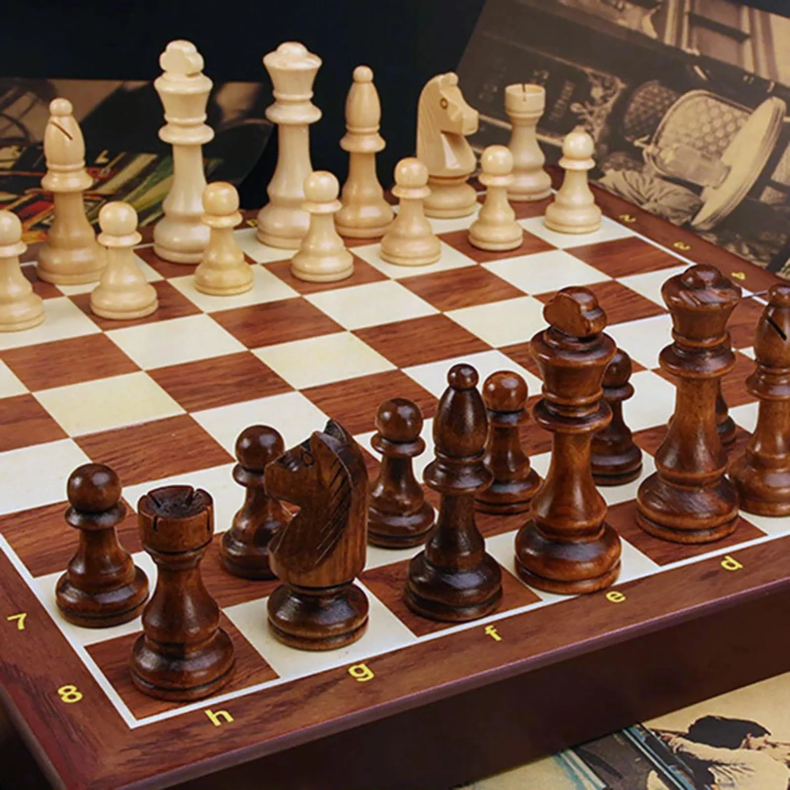39cm magnetic wooden chess set  Tournament-Size Portable Chess Board for Adults, Travel, Family Game Night, Gifts