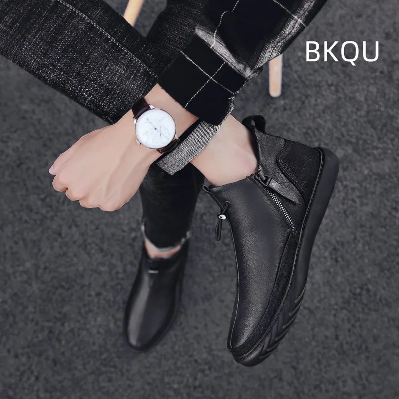 Low Cut Boots for Men Round Toe Comfortable Fashion Breathable Wear-Resistant Outdoor Casual Platform Shoes Spring Autumn Main