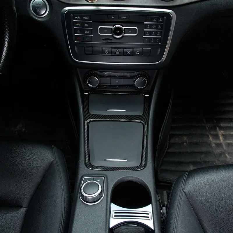 Boîte de rangement centrale en fibre de carbone ABS, cadre de cendrier de garniture, accessoires de voiture, Mercedes Benz CLA GLA Classe A W117