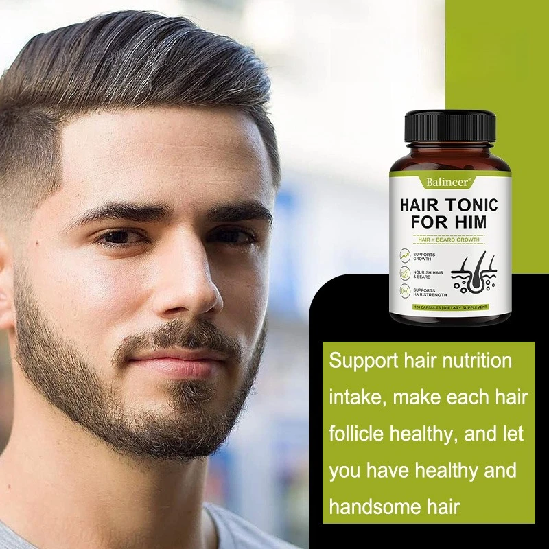 فيتامينات نمو الشعر للرجال - مكمل نمو الشعر واللحية للشعر المكثف والشعر المكثف، مع البيوتين والزنك، 120 كبسولة