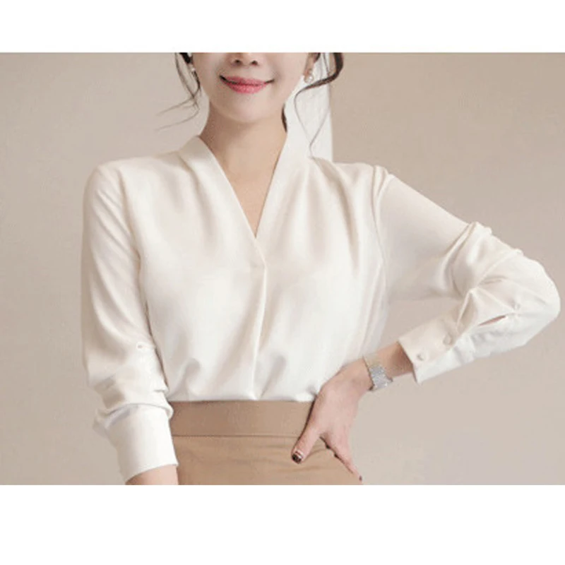 Women Shirts Long Sleeve Solid White Chiffon Office Blouse Women Clothes Womens Tops And Blouses Blusas Mujer De Moda 2024 A403