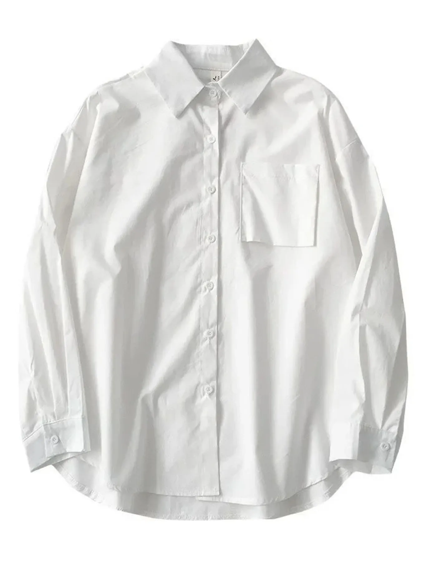 Japanese Style Loose Fit Long Sleeve White Shirt 16