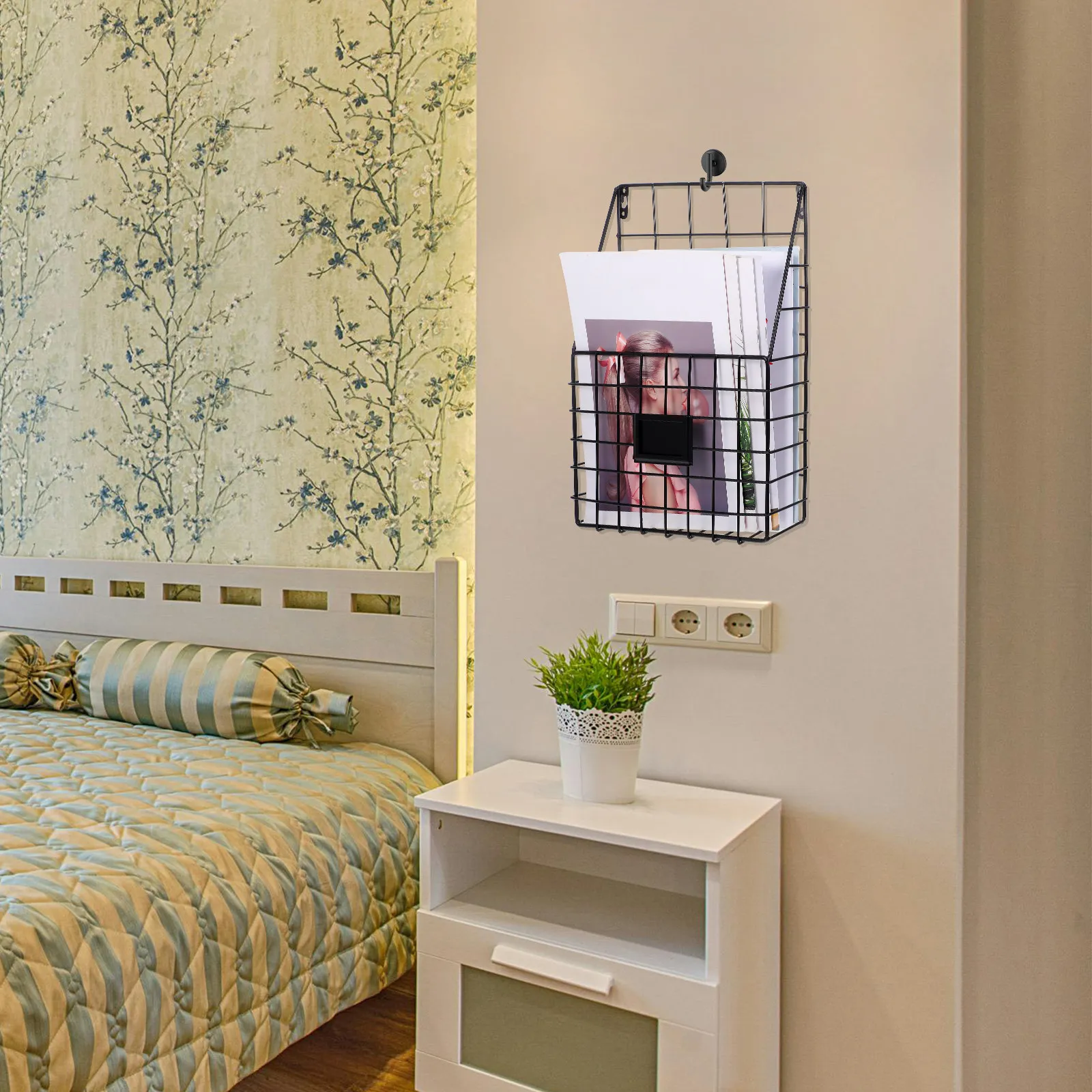 

Настенный держатель для журналов, металлический проволочный декоративный органайзер, стеллаж для хранения файлов, настенный органайзер для книг для офиса, дома, класса