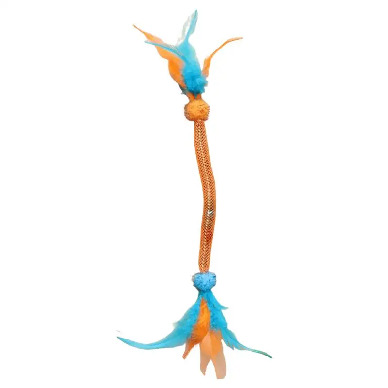 Giocattoli per gatti con piume Giocattolo con corda per erba gatta Giocattolo interattivo per gatti per animali domestici Piccolo medio grande Gatto Dentizione Giocattolo da masticare Corda Gattino noioso per interni