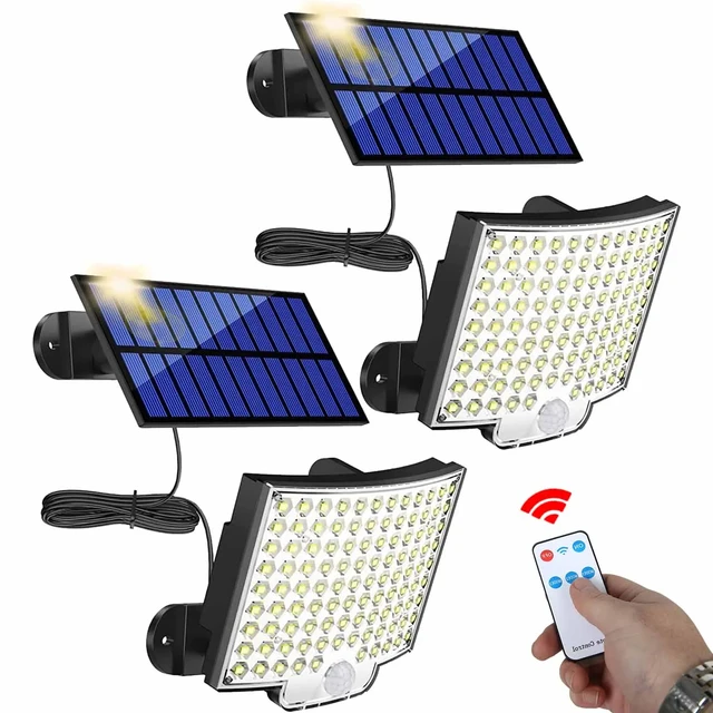 106LED lampa słoneczna zewnętrzna wodoodporna z czujnikiem ruchu reflektor pilot 3 tryby do patio garaż podwórko lampa słoneczna