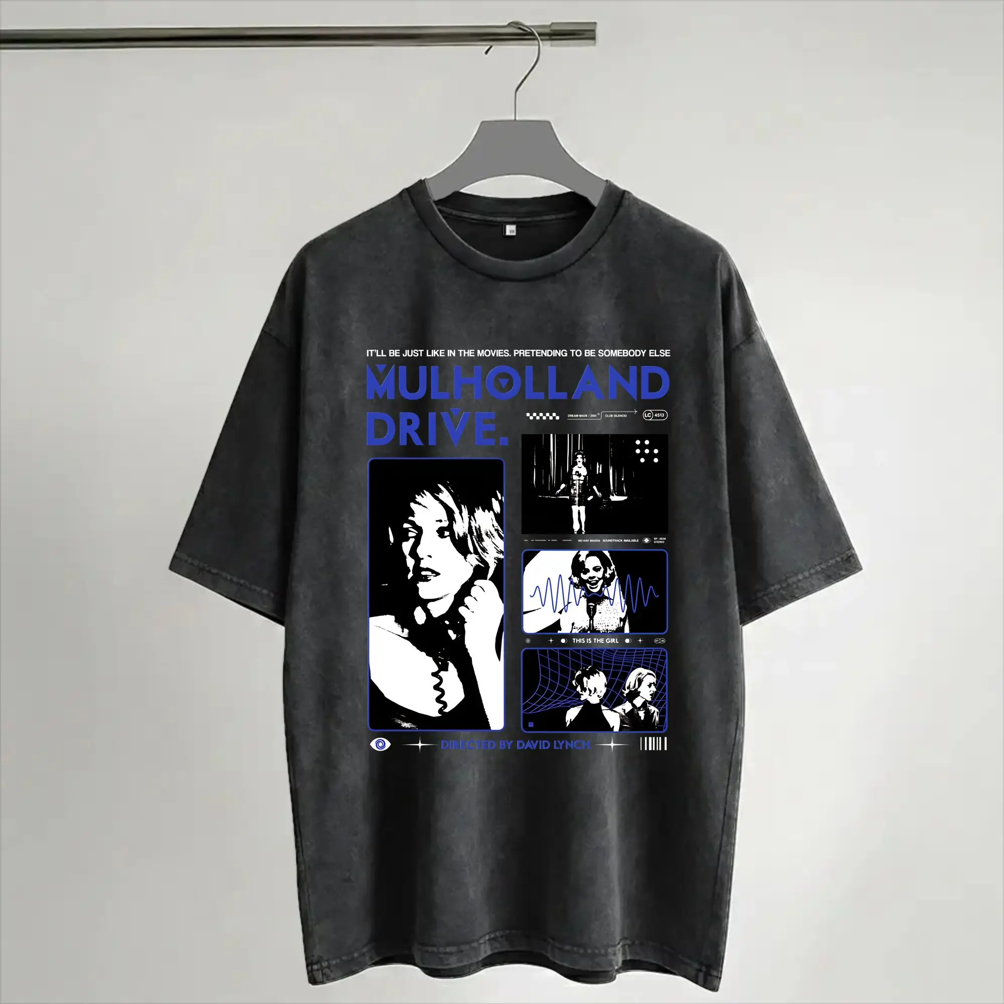 Mulholland Drive Merch Washed T Shirts for Men Women Streetwear Hip Hop T-Shirt Printed  Tees Tops Short Sleeve