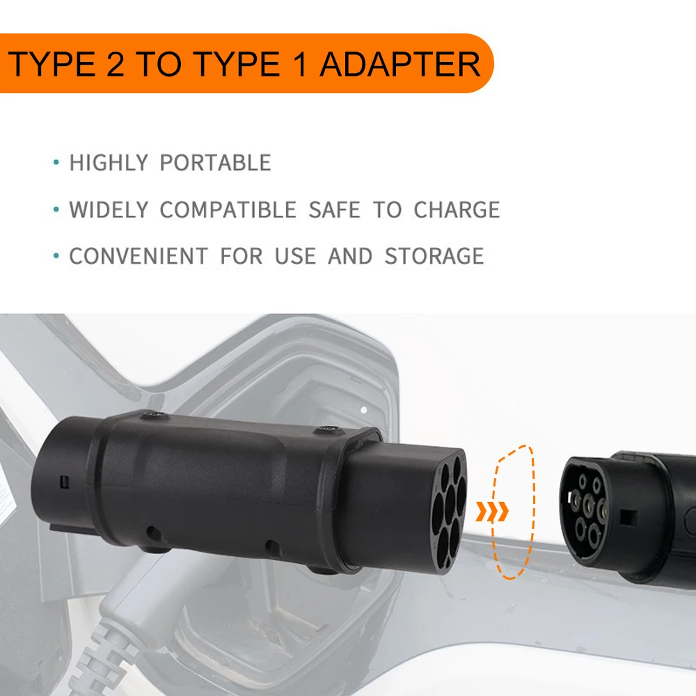 EV Charger Adapter IEC 62196 Type 2 To J1772 Type 1 Electric Vehicle Charging Connector Converter Socket Plug EVSE Accessories