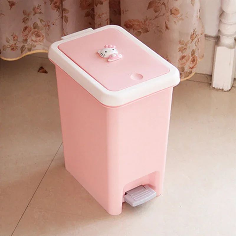 Sanrio Kawaii Hello Kitty Trash Can Anime Cartoon Lovely Fashionable Exquisite Creative Beautiful Kitchen Household Garbage Can