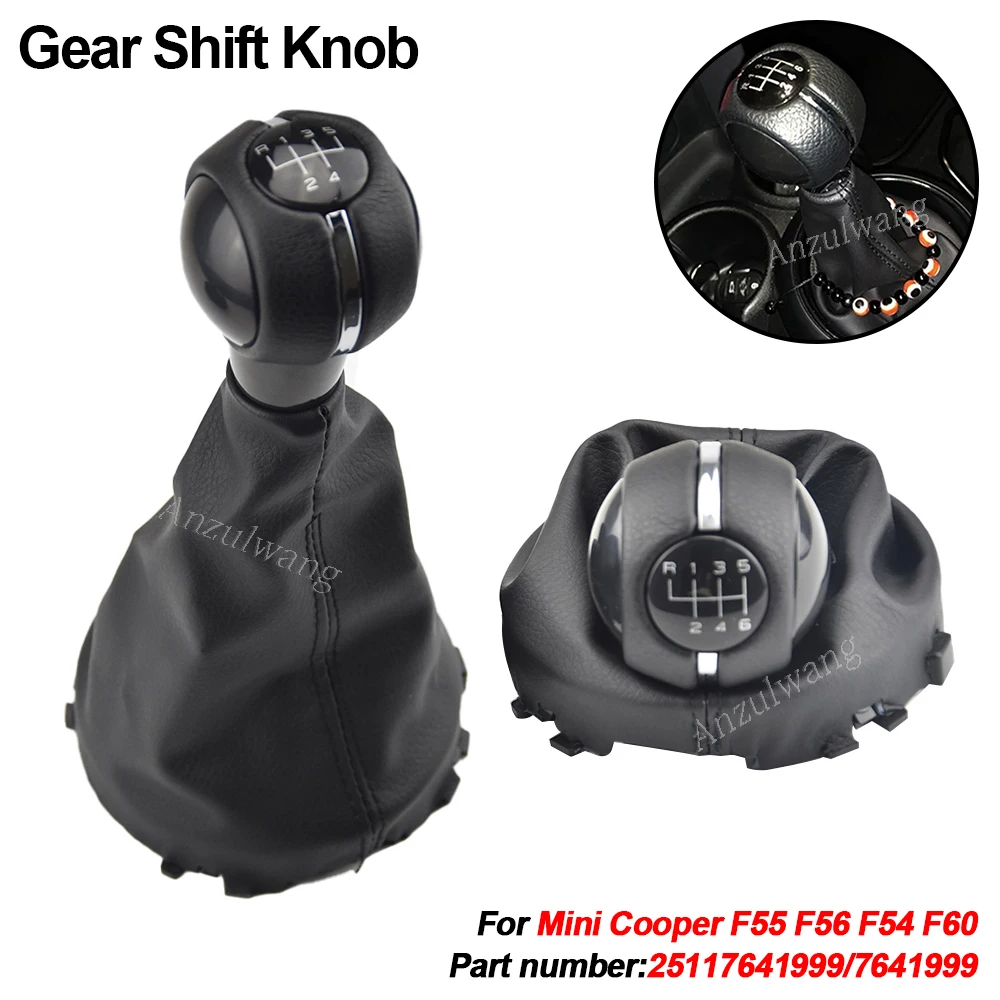 

5/6 Speed Car Interior Manual Gear Shift Knob Shifter Cover for Mini Cooper F54 F55 F56 F57 F60 PU Leather Replacement