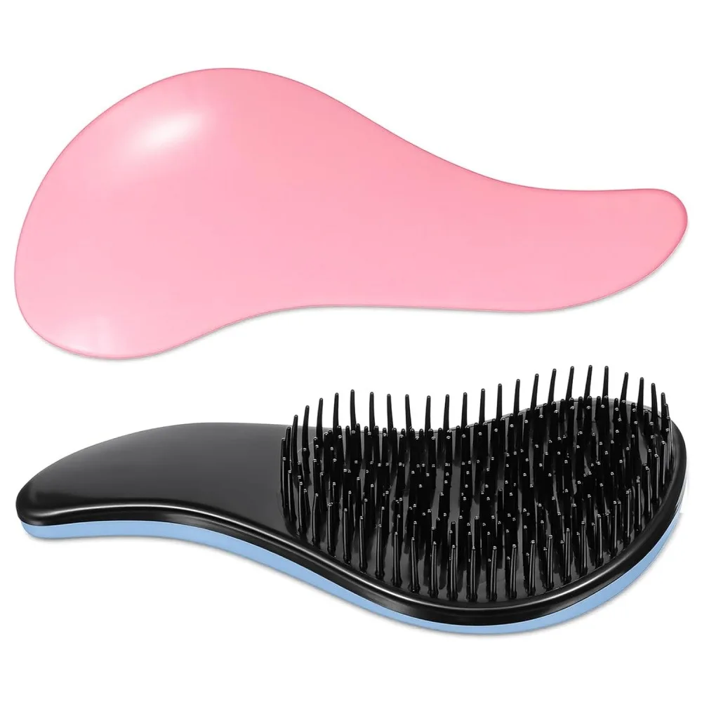 1 Pack Large Detangler Hair Brush, 19×8×3.5cm Ergonomic Curved Handle Smooth Detangling Comb, Anti-Scratch Round Ball Tips Hair Brush for Wet Dry Curly Straight Thick Thin Hair Women Kids