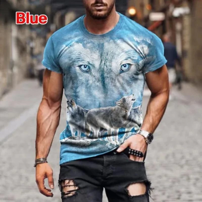 New Fashion Realistic 3D Wolf Printed T Shirt Men Women Cool Causal Loose T Shirt