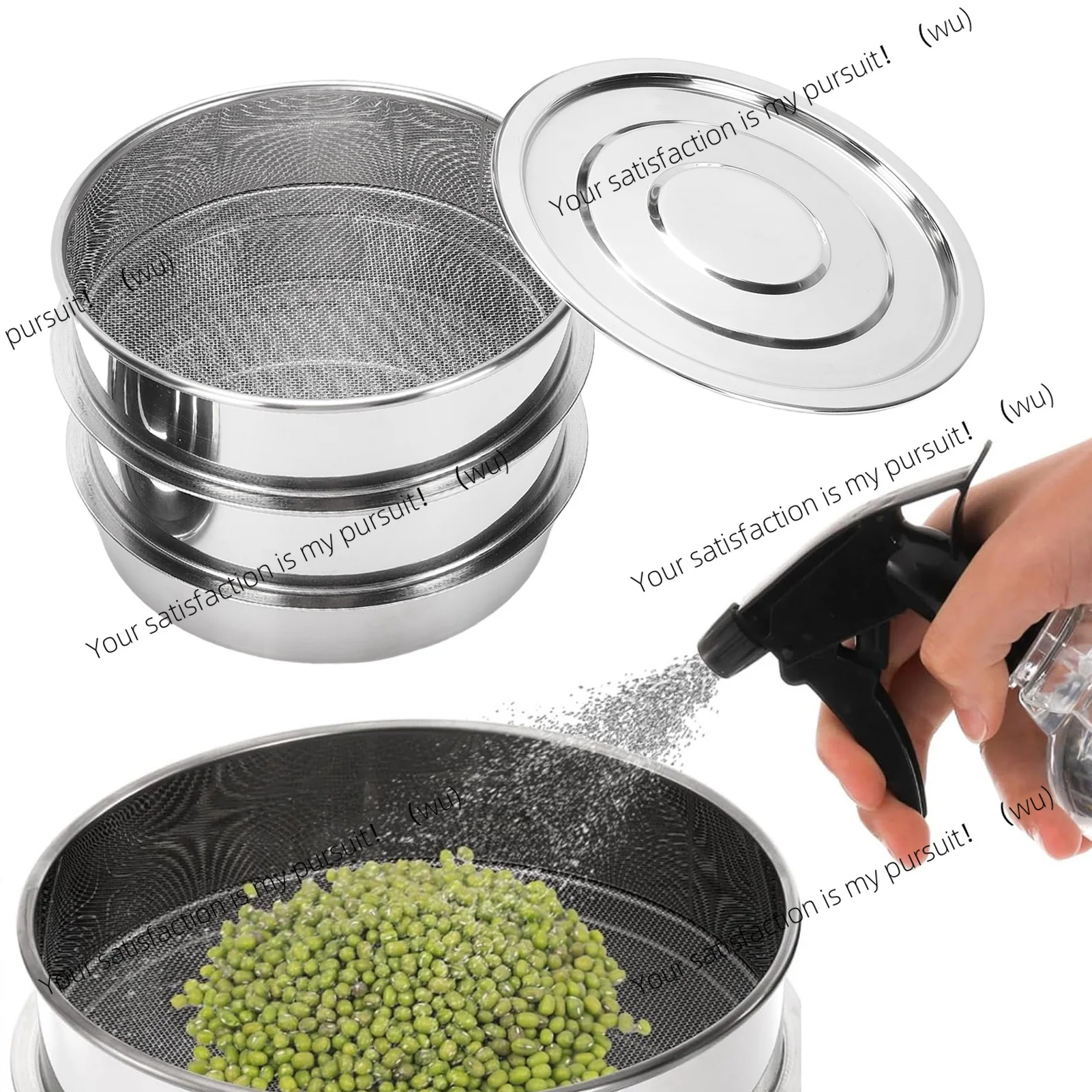 for Beans Peas Broccoli Wheat 6.7 Inch Stackable Sprouting Kit Stainless Steel Mesh Germination Tray Sprout Grower with Lid Base