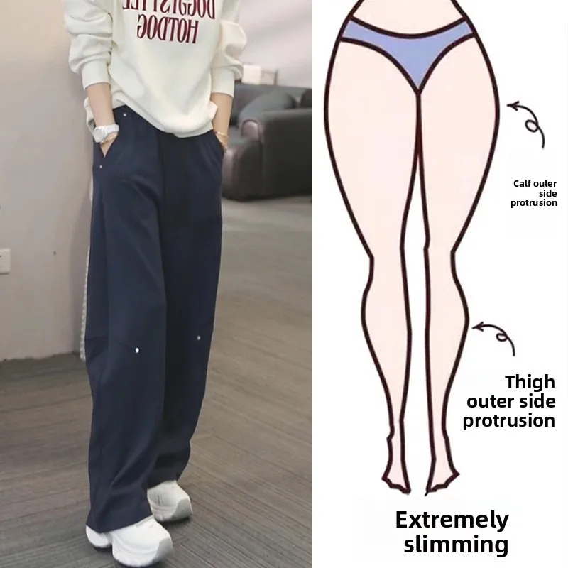 

Loose Straight Leg Pants Women's plus Size Small Figure Slimming Wide Leg Pants High Waist Casual Trousers for Heavy Women