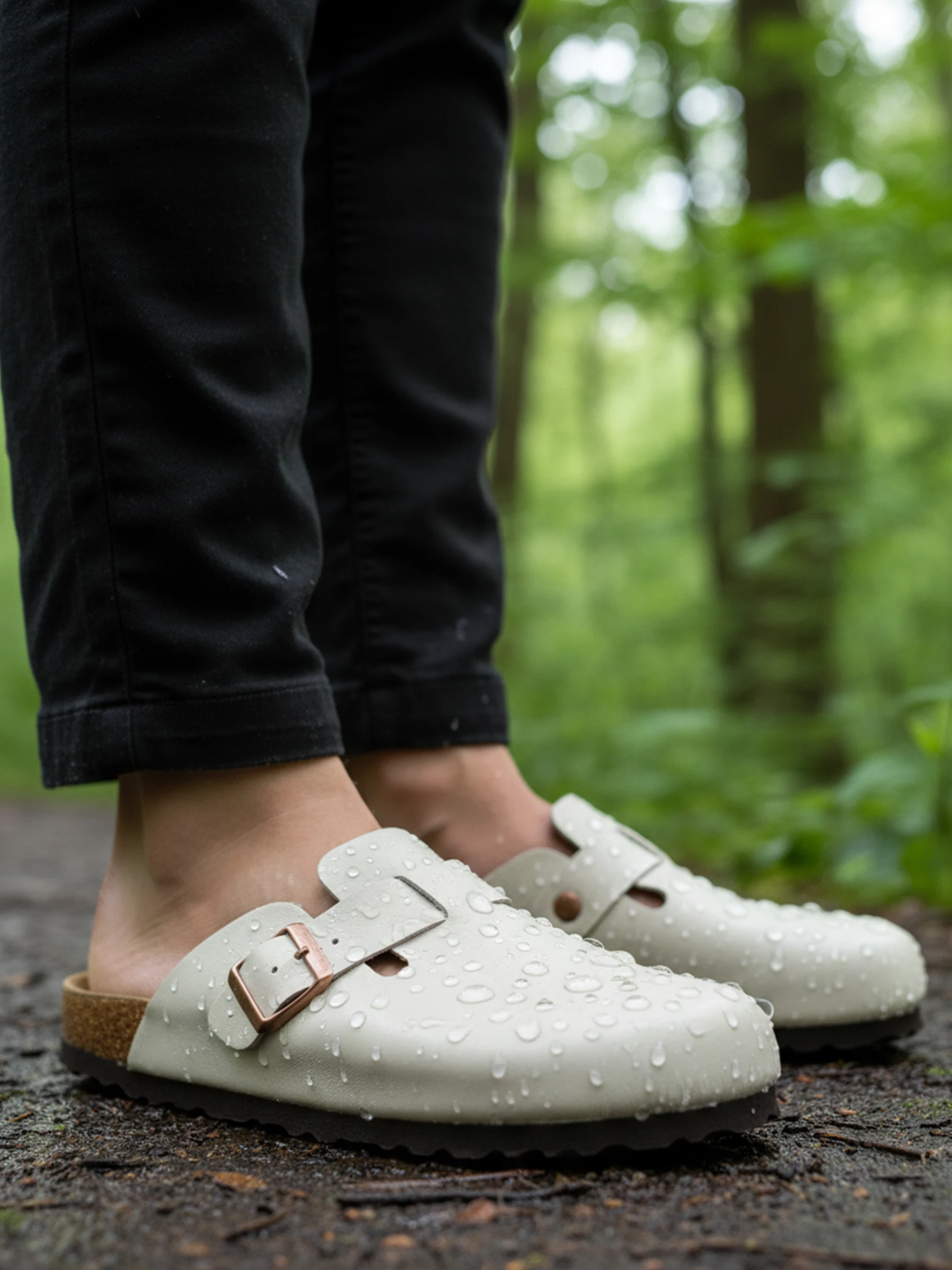 Women's Genuine Leather Waterproof Mule Sandals With Adjustable Strap_voghion.com