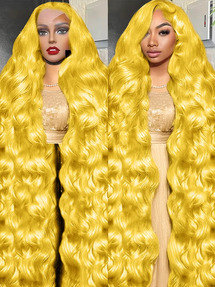 

Светло-желтый парик из натуральных бразильских волос с кружевной передней частью 13x6/13x4 HD, 30-40 дюймов, с эффектом Body Wave, для женщин, плотность 250%