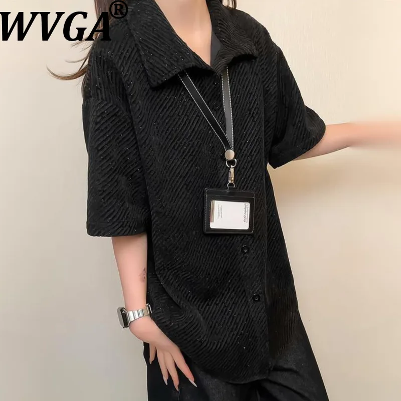 

WVGA 2026 Summer New Tide Fashion Twill Short Sleeve Shirt For Man Niche Chic Casual Turn-Down Collar Trendy Tops Ins Y2K W20681