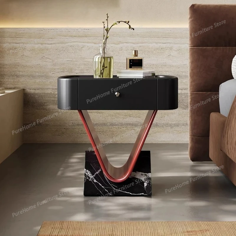 

New Italian Minimalist Bedside Table Home Bedroom Light Luxury High-end Living Room Sofa Side Table Small Cabinet Furniture