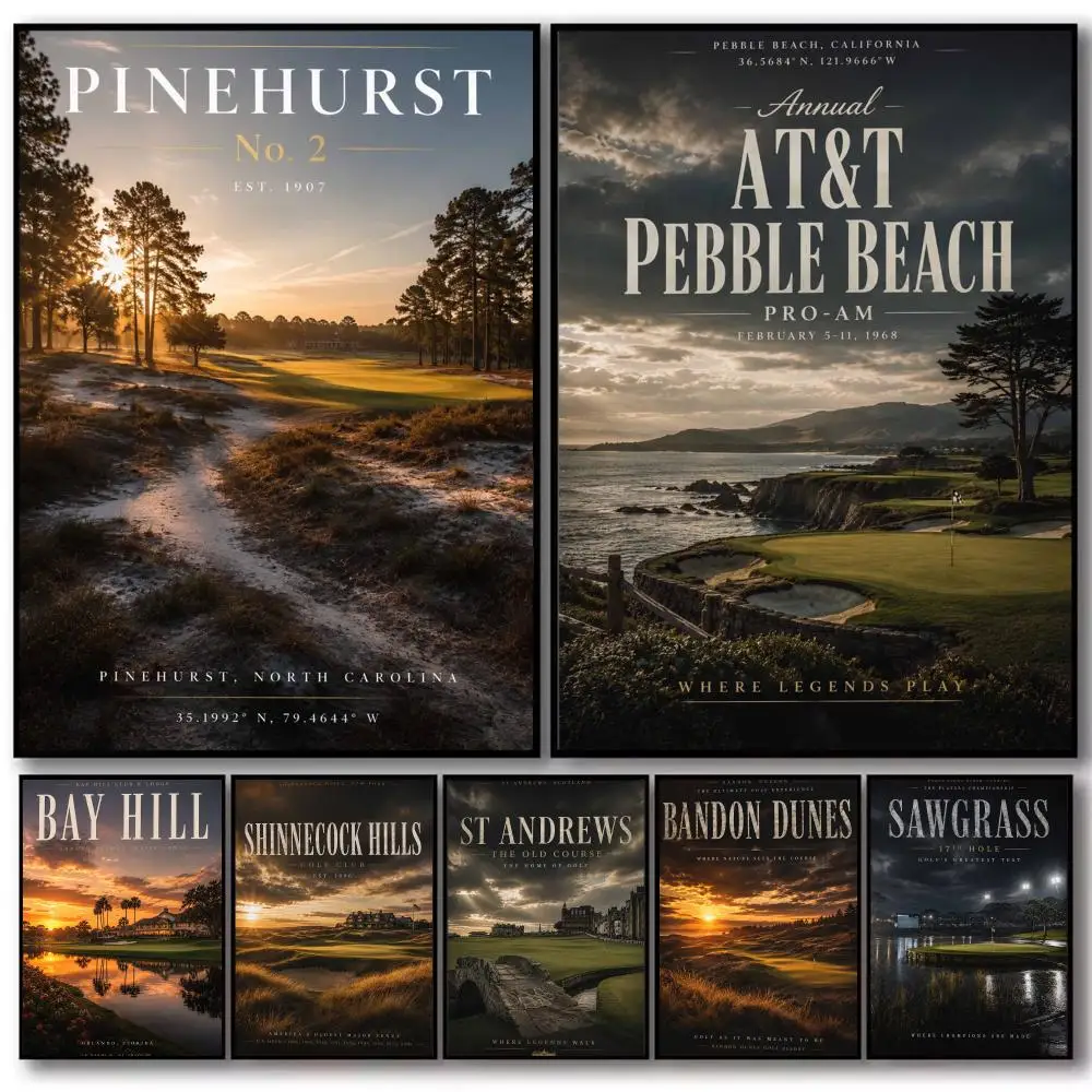 Vintage Golf Course Wall Art Poster PP Wall Decor Posters Celebrity Art Prints Aesthetic Wall Art Bedroom Office Home Gift