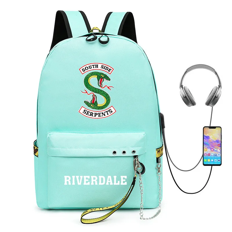 Trendy Popular Riverdale USB Student School Bags Unisex Print Oxford Waterproof Notebook multifunction Travel Backpacks