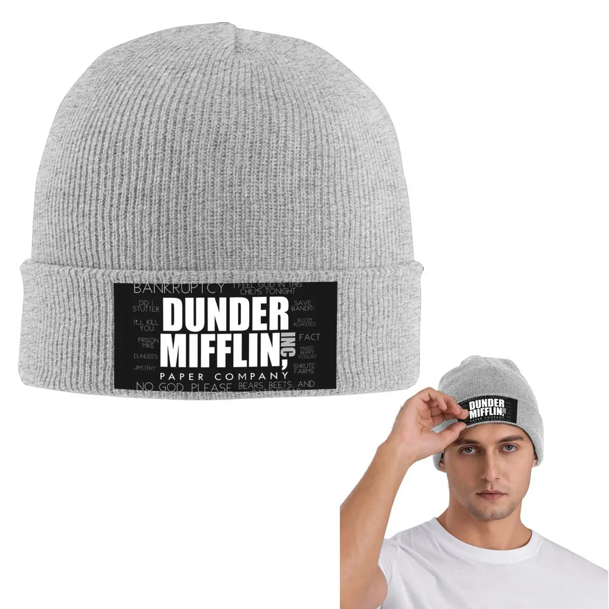 The Office Quotes Dunder Mifflin Paper Company Inc. Warm Knitted Cap Winter Knit Bonnet Hat Beanies Hip Hop Caps for Unisex
