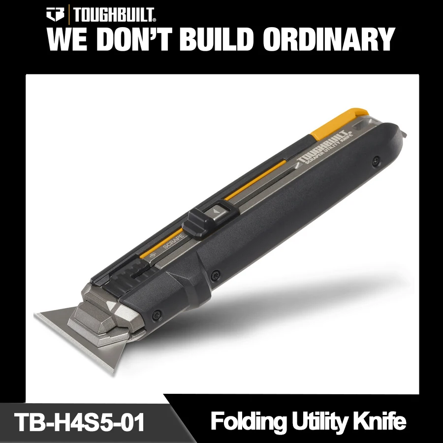 TOUGHBUILT Scraper Utility Knife with 5 Blades Glass Scraper Cleaning Walls Table Tops Floors TB-H4S5-01