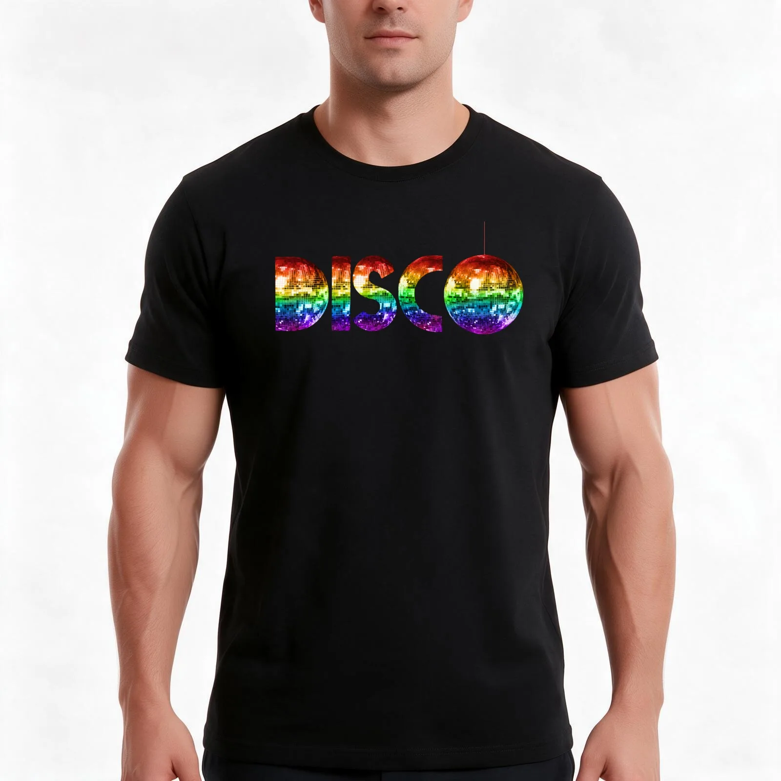 Rainbow Disco T-Shirt Summer Casual Cotton Tee Oversized Streetwear Tops Vintage Graphic Print Loose Fit Short Sleeve