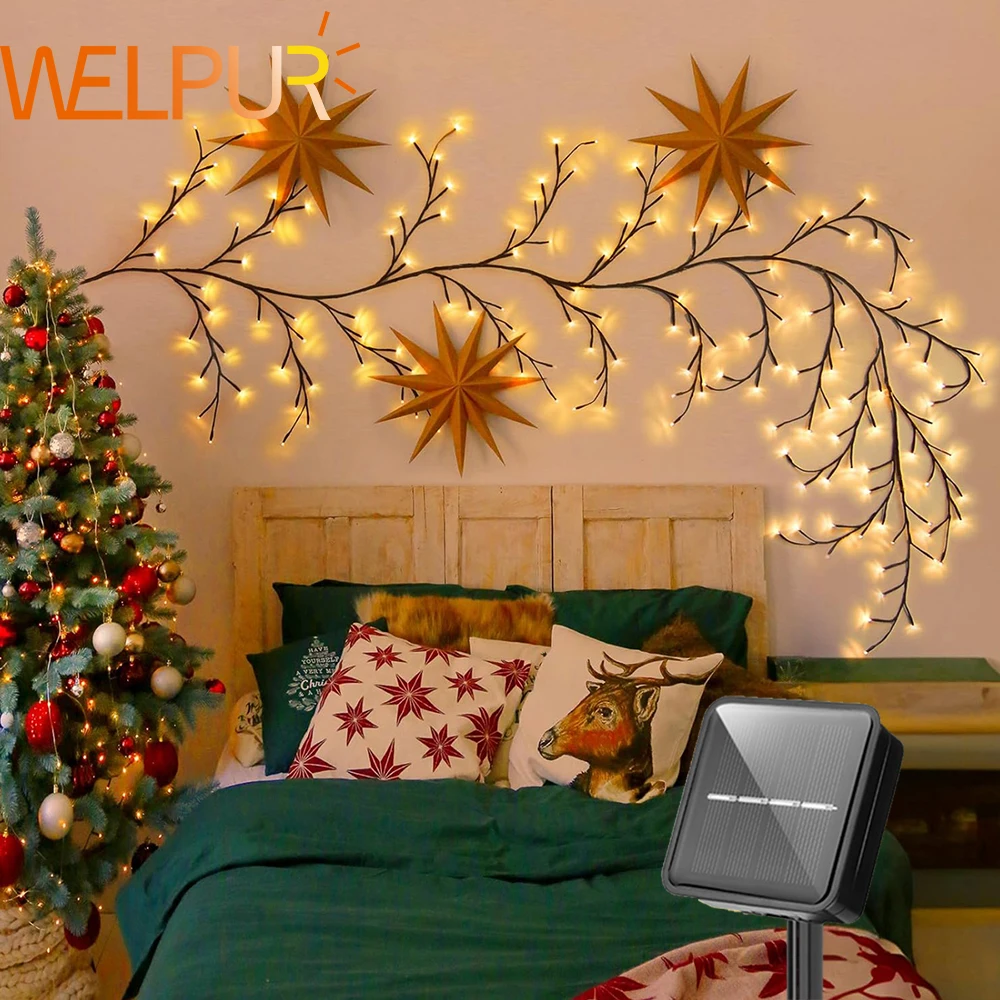 

SOLAR гибкая ивовая лоза 8 режимов освещения идеально подходит для вечеринки, Хэллоуина, Рождества, праздника, освещения для гостиной, спальни, декора