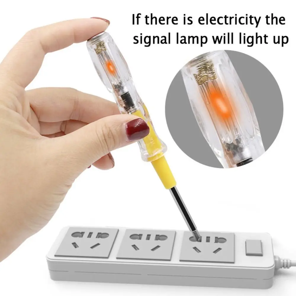 2 in 1 Electric Tester Pen Double-ended Detachable Double-Headed Screwdriver with Indicator 100-500V Voltage Detector Household