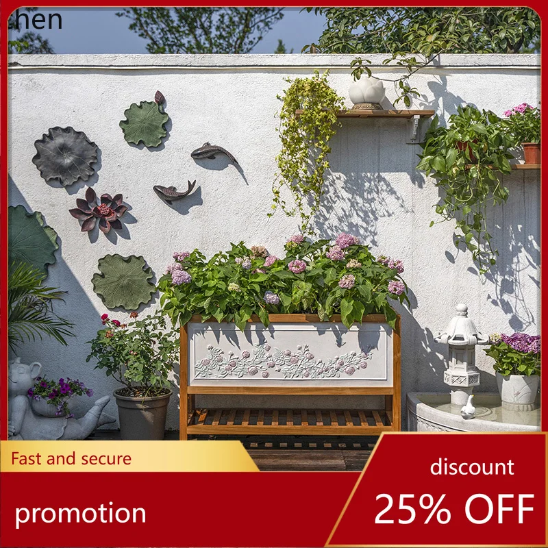 

CZ Landscaping Arrangement Outdoor Flower Box Large Flower Pot Balcony Planter Garden Flower Bed Ornament